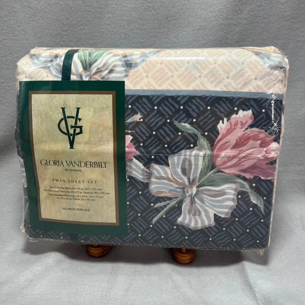 Gloria Vanderbilt Sheet Set NOS Vintage 90s Floral Nightingale Cottagecore Twin
